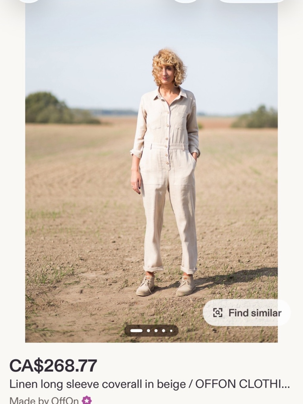 OffOn REDWOOD Linen Long-Sleeve Coverall Jumpsuit